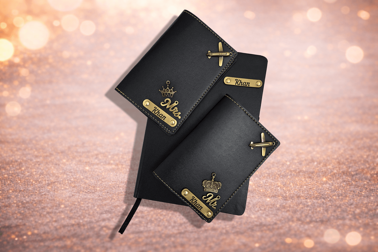 Mr and Mrs passport cover set with diary